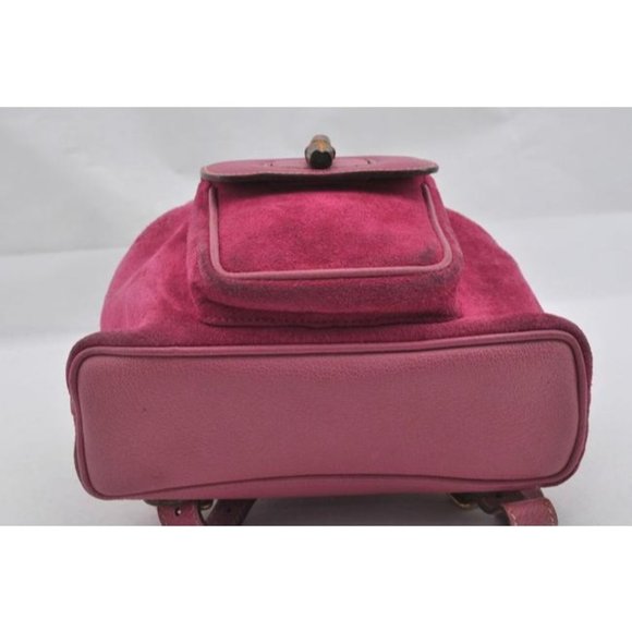 Gucci Suedeleather With Bamboo Top Handle Pink Suede Backpack - Picture 9 of 12